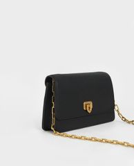 CHARLES & KEITH - Túi đeo vai nữ nắp gập Double Chain Link Push Lock