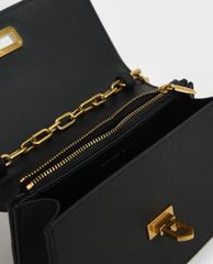 CHARLES & KEITH - Túi đeo vai nữ nắp gập Double Chain Link Push Lock
