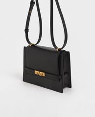 CHARLES & KEITH - Túi đeo chéo nữ Metallic Push Lock Crossbody Bag