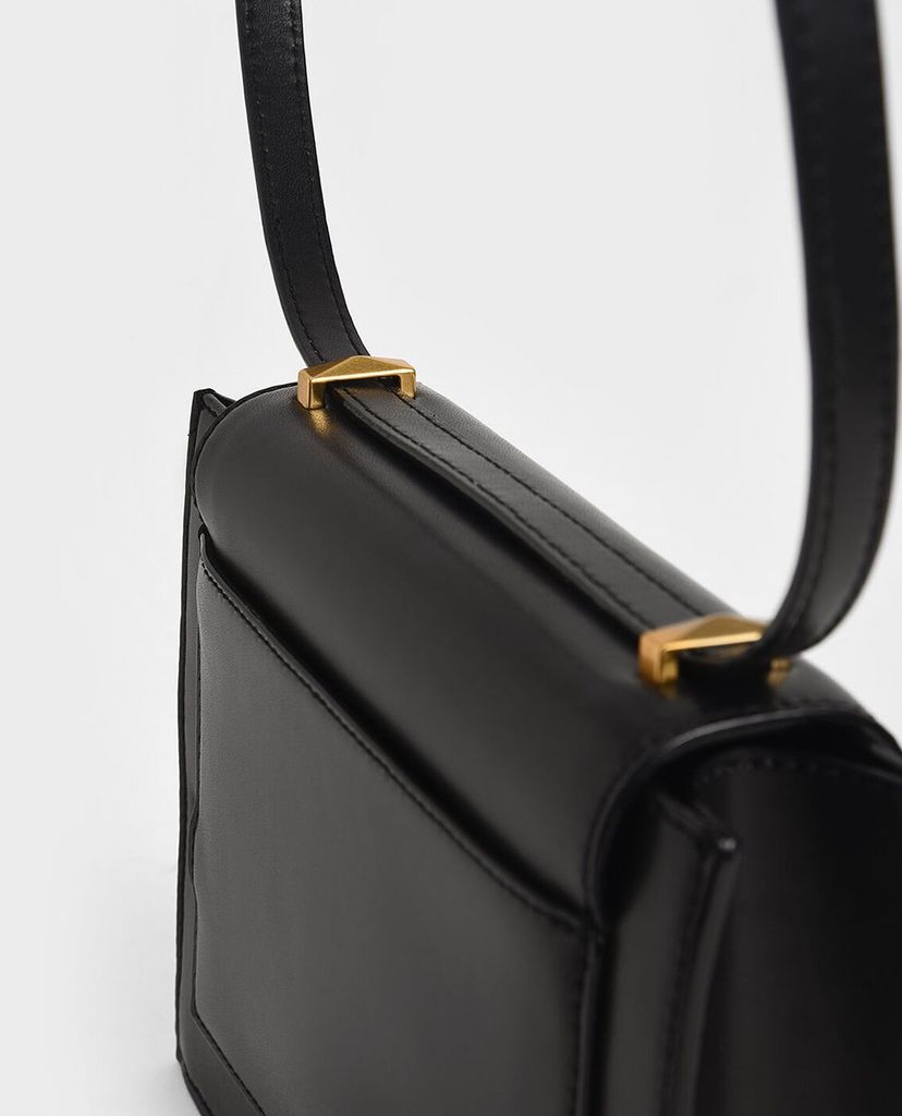 CHARLES & KEITH - Túi đeo chéo nữ Metallic Push Lock Crossbody Bag
