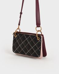 CHARLES & KEITH - Túi đeo chéo nữ tay cầm bằng kim loại thời trang