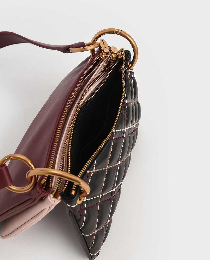 CHARLES & KEITH - Túi đeo chéo nữ tay cầm bằng kim loại thời trang
