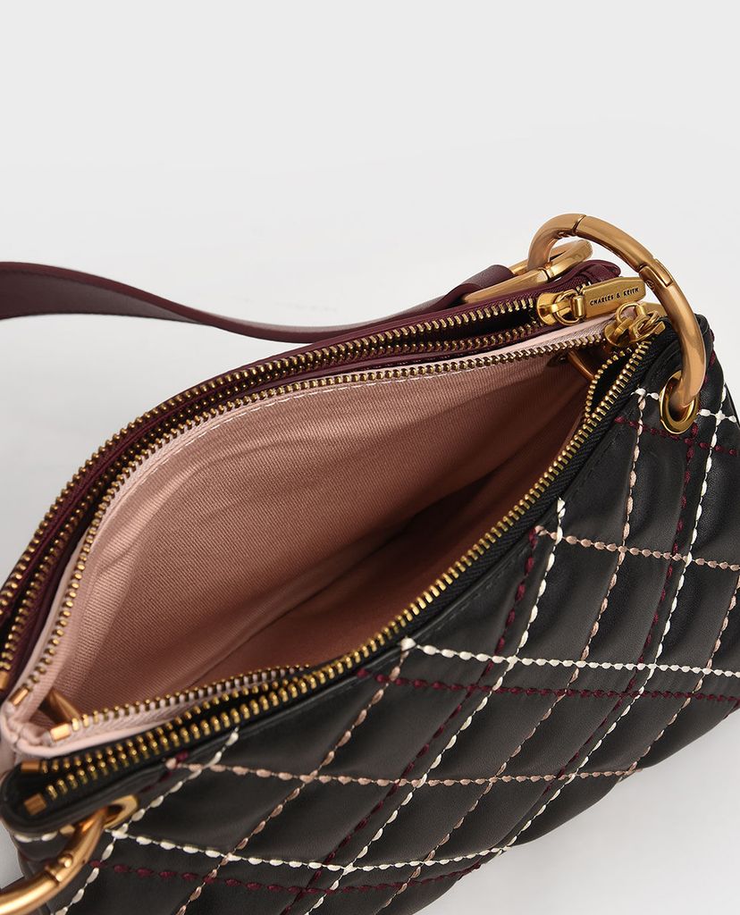 CHARLES & KEITH - Túi đeo chéo nữ tay cầm bằng kim loại thời trang
