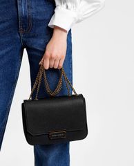 CHARLES & KEITH - Túi đeo chéo nữ chữ nhật Classic Push Lock