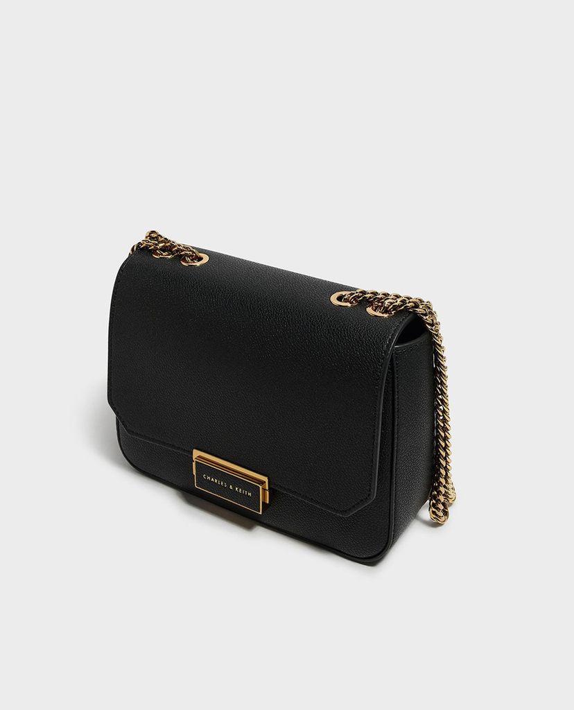 CHARLES & KEITH - Túi đeo chéo nữ chữ nhật Classic Push Lock