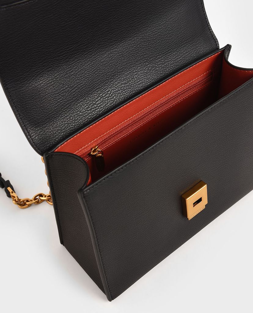 CHARLES & KEITH - Túi đeo chéo nữ hình chữ nhật Chain Handle