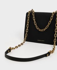 CHARLES & KEITH - Túi đeo chéo nữ Double Chain Strap Turn Lock