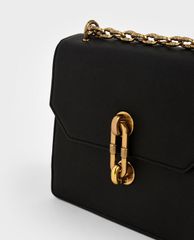 CHARLES & KEITH - Túi đeo chéo nữ Double Chain Strap Turn Lock