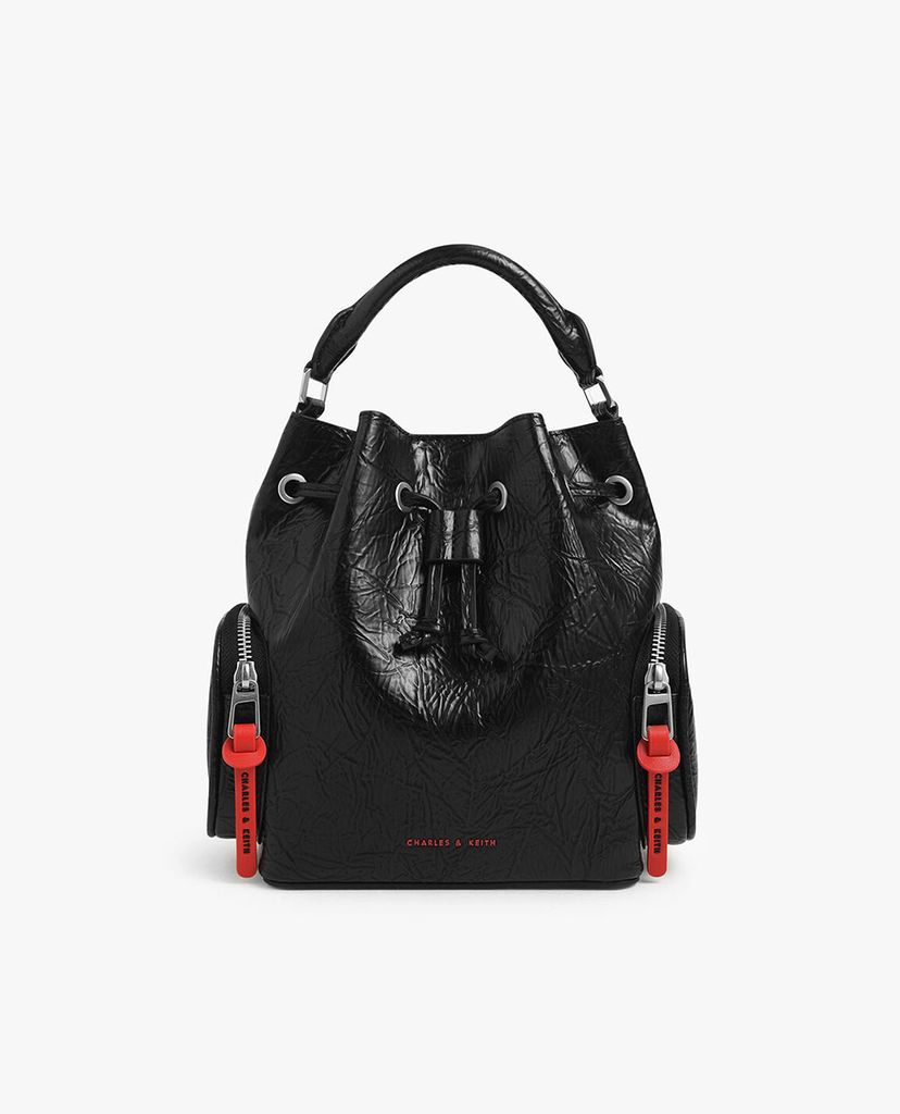 CHARLES & KEITH - Túi rút dây nữ Wrinkled Effect Drawstring Bucket