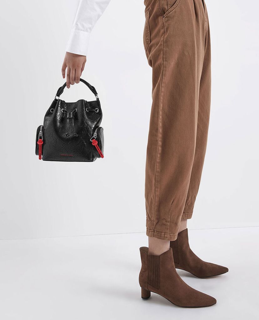 CHARLES & KEITH - Túi rút dây nữ Wrinkled Effect Drawstring Bucket