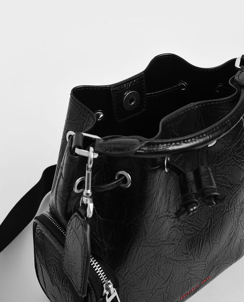 CHARLES & KEITH - Túi rút dây nữ Wrinkled Effect Drawstring Bucket