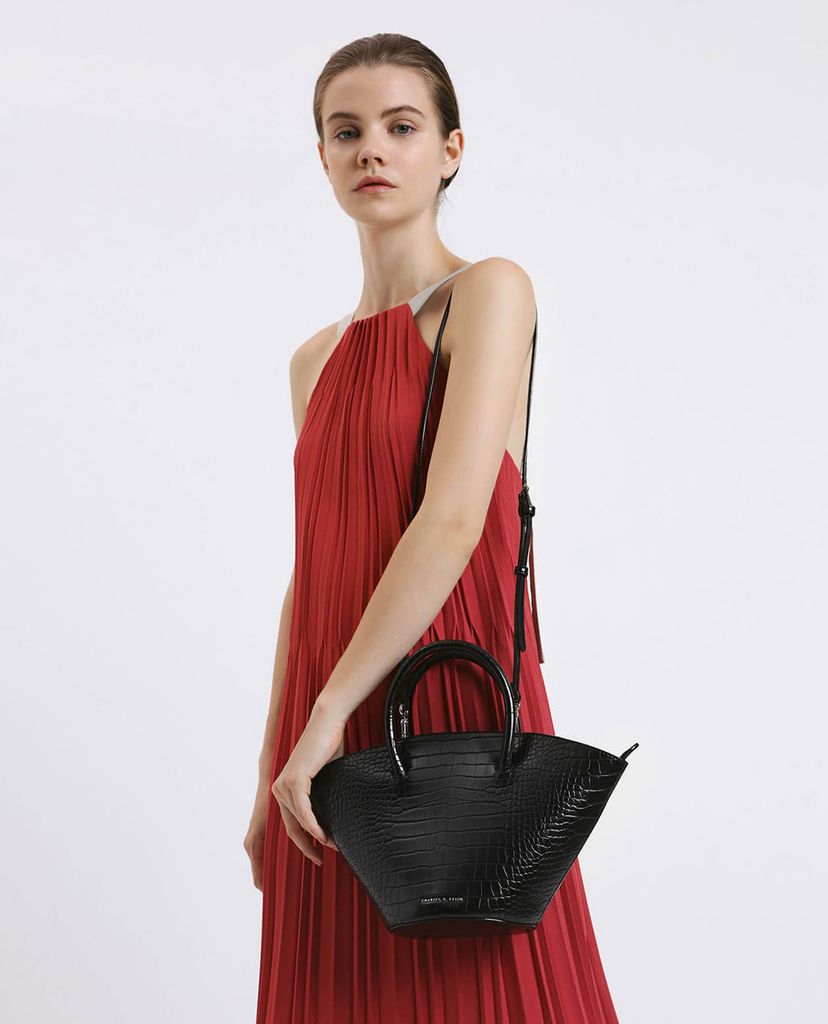 CHARLES & KEITH - Túi xách tay Two tone Trapeze