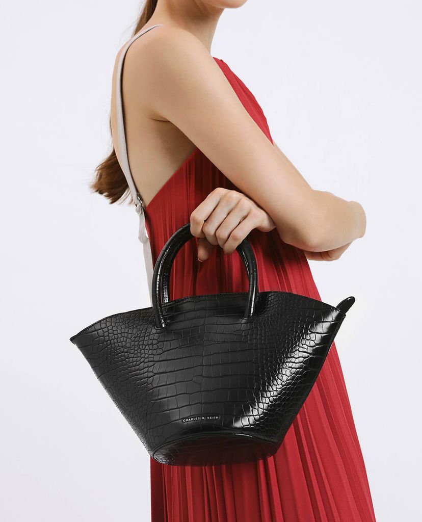 CHARLES & KEITH - Túi xách tay Two tone Trapeze