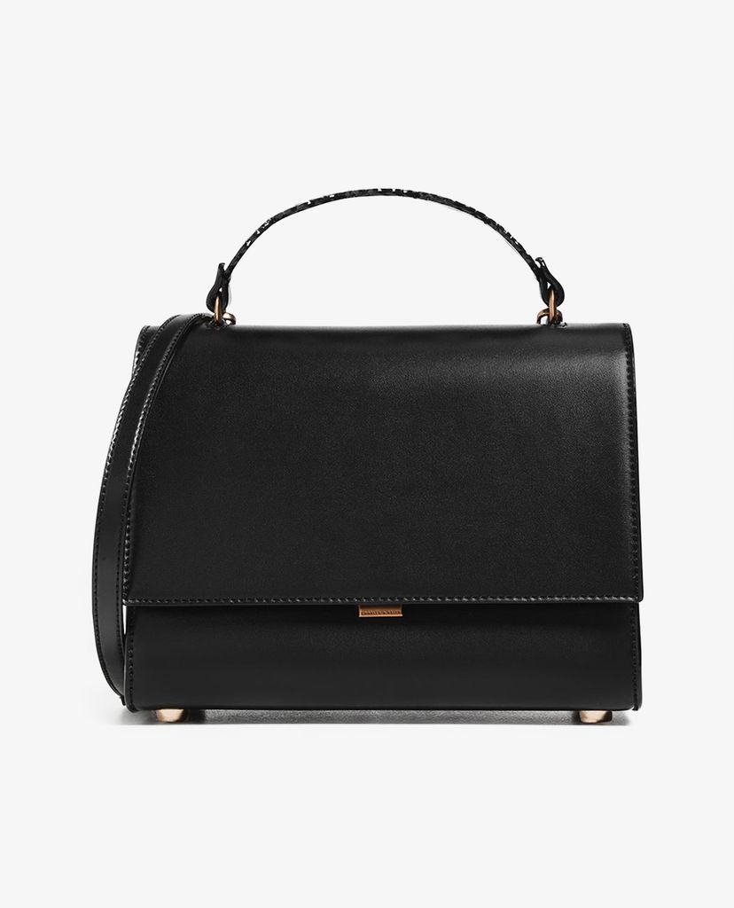 CHARLES & KEITH - Túi xách tay Metallic Structured Front Flap