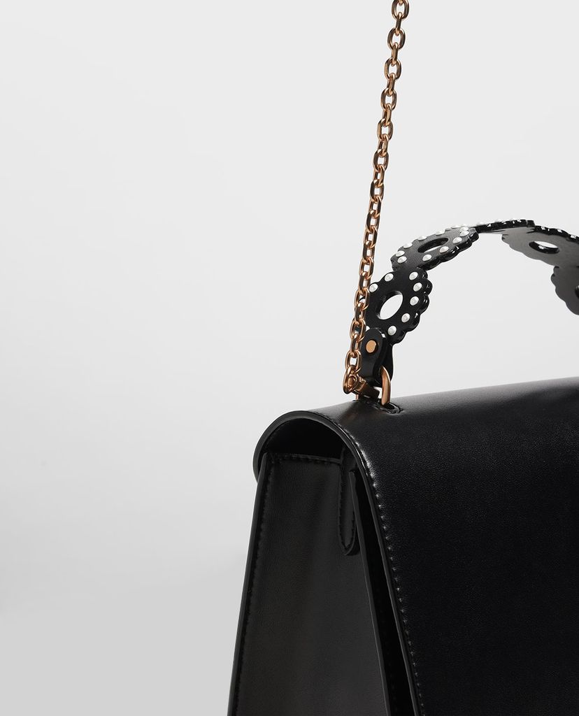 CHARLES & KEITH - Túi xách tay Metallic Structured Front Flap