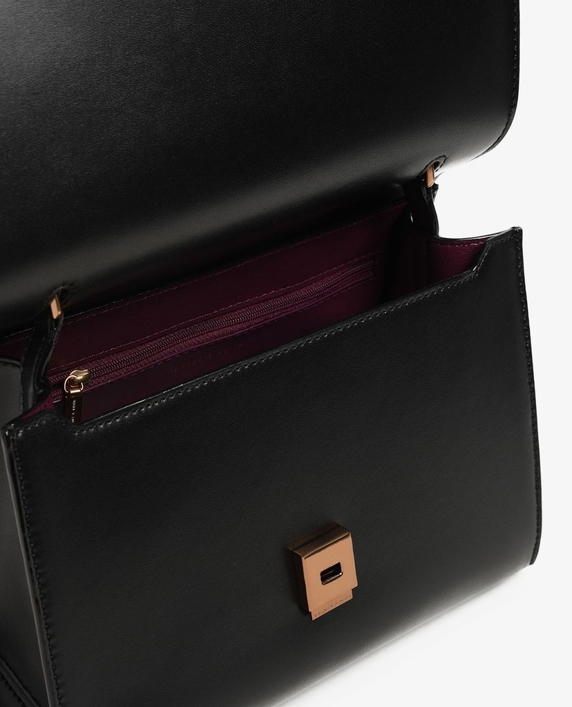 CHARLES & KEITH - Túi xách tay Metallic Structured Front Flap