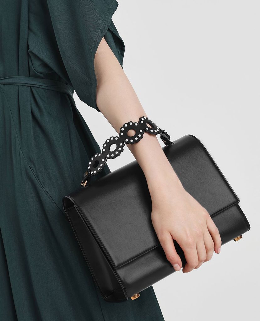 CHARLES & KEITH - Túi xách tay Metallic Structured Front Flap