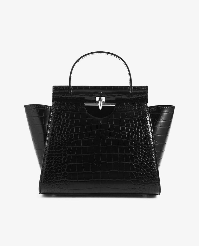 CHARLES & KEITH - Túi xách tay da cá sấu Croc Effect Trapeze