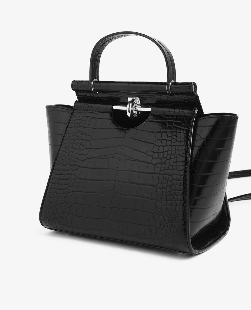 CHARLES & KEITH - Túi xách tay da cá sấu Croc Effect Trapeze