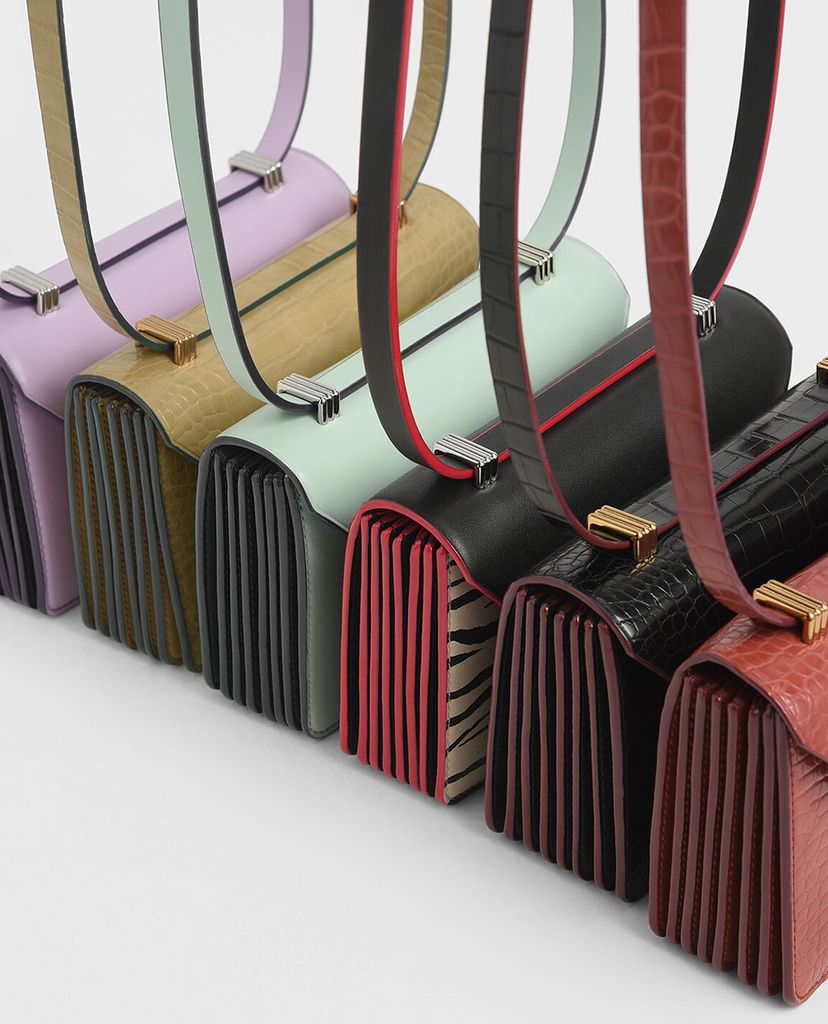 CHARLES & KEITH - Túi đeo chéo Croc Effect Push Lock Crossbody