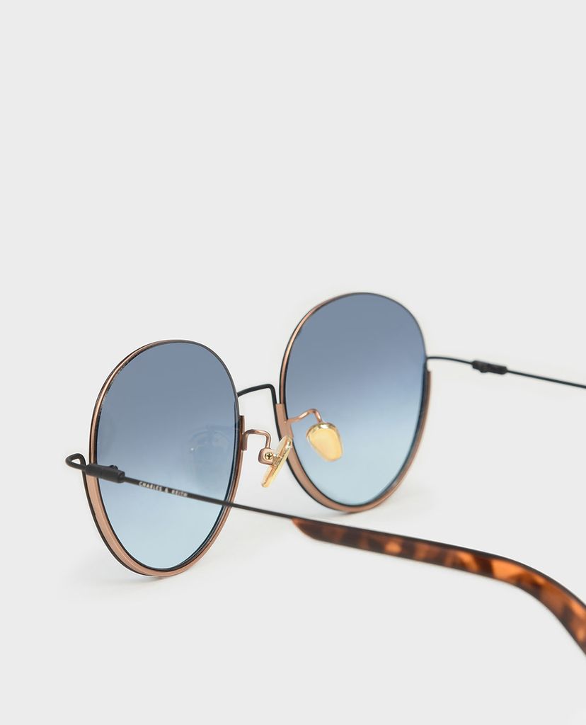 CHARLES & KEITH - Kính mát nữ tròn Half Frame Round