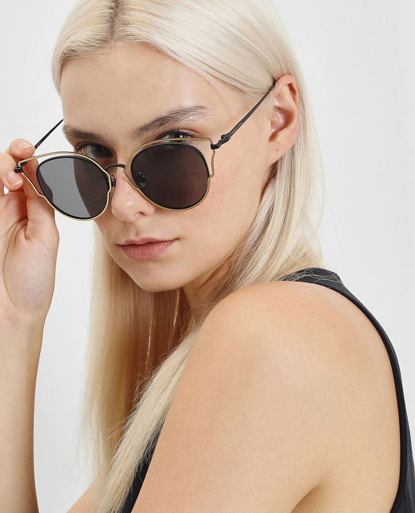 CHARLES & KEITH - Kính mát nữ gọng tròn Double Frame Wingtip