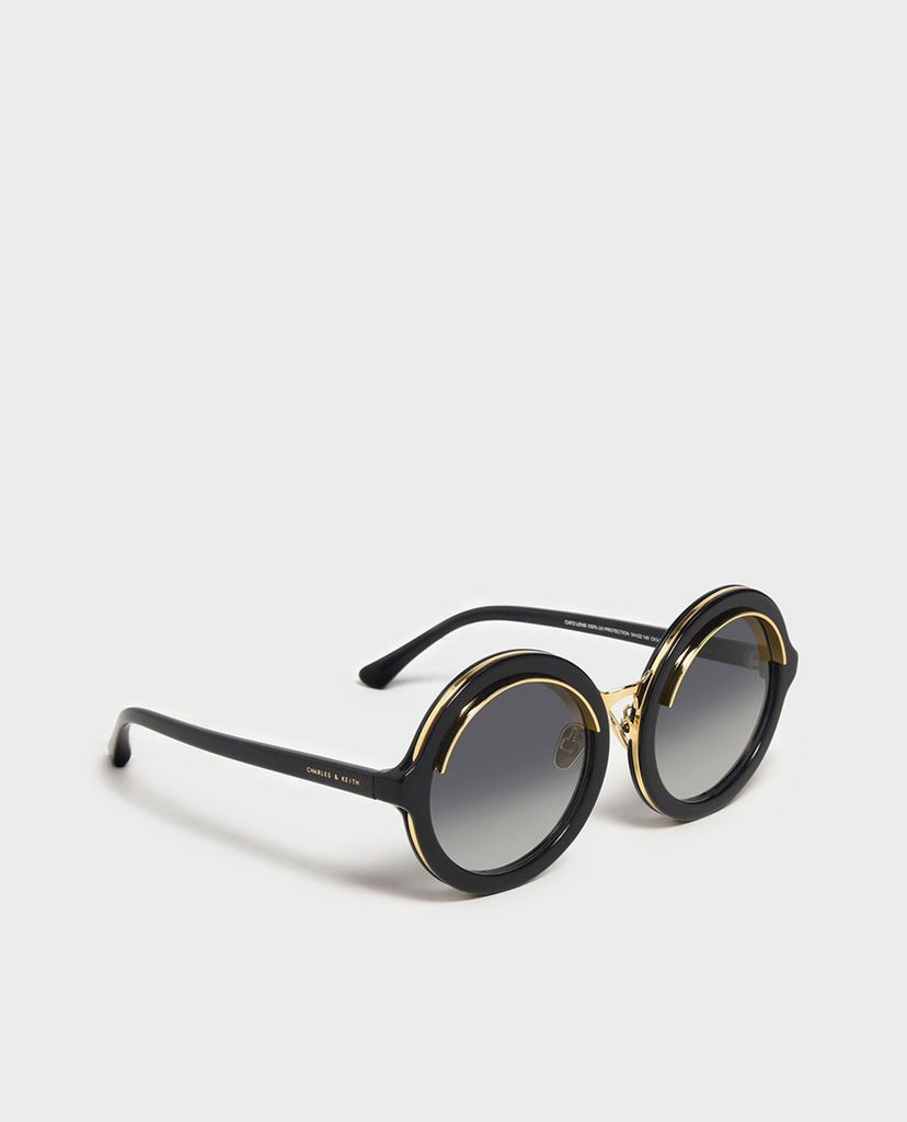 CHARLES & KEITH - Kính mát nữ gọng tròn Thick Frame Round