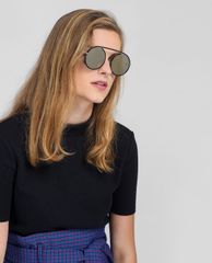 CHARLES & KEITH - Kính mát nữ gọng tròn Acetate Round Frame