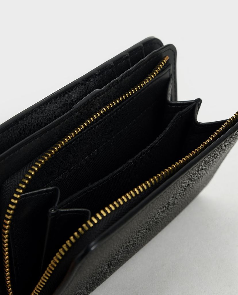 CHARLES & KEITH - Ví cầm tay dáng dài phối khóa kéo zip