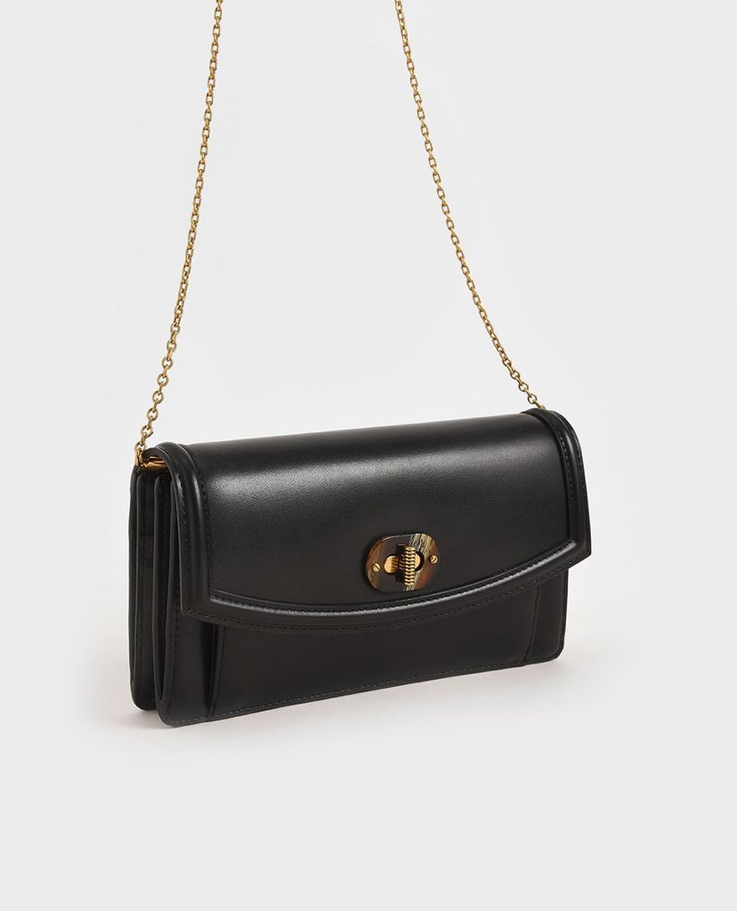 CHARLES & KEITH - Ví nữ dạng gập Stone Embellished Curved