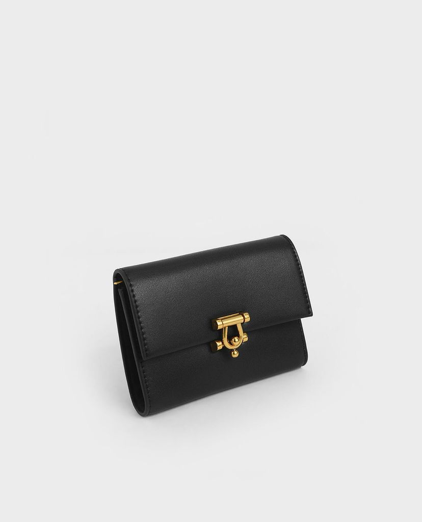 CHARLES & KEITH - Ví nữ chữ nhật nắp gập Metal Accent Mini Short
