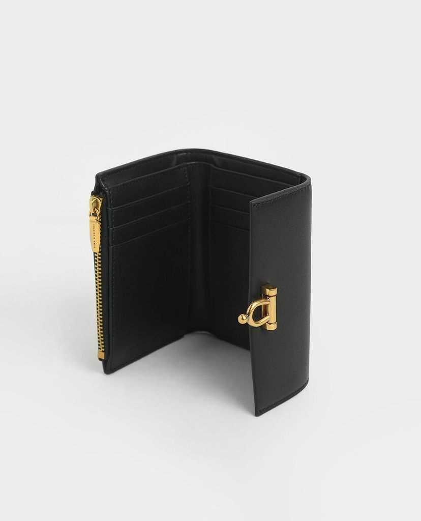 CHARLES & KEITH - Ví nữ chữ nhật nắp gập Metal Accent Mini Short