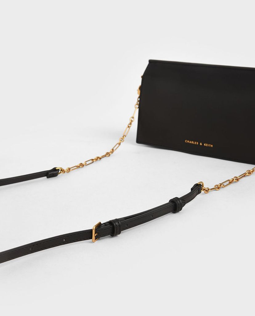 CHARLES & KEITH - Ví cầm tay nữ nắp gập Panelled Metallic Push Lock