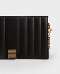 CHARLES & KEITH - Ví cầm tay nữ nắp gập Panelled Metallic Push Lock