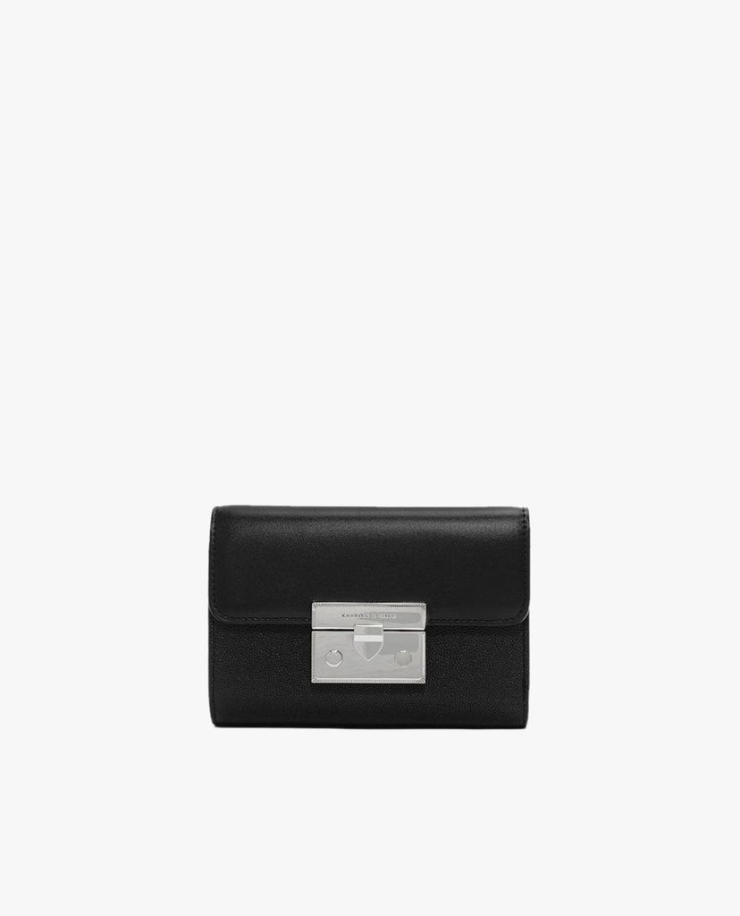 CHARLES & KEITH - Ví nữ nắp gập phối zip thời trang
