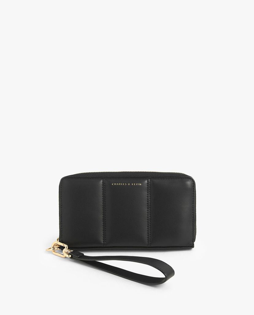CHARLES & KEITH - Ví cầm tay nữ chữ nhật Mini Zip Around Quilted Tassel