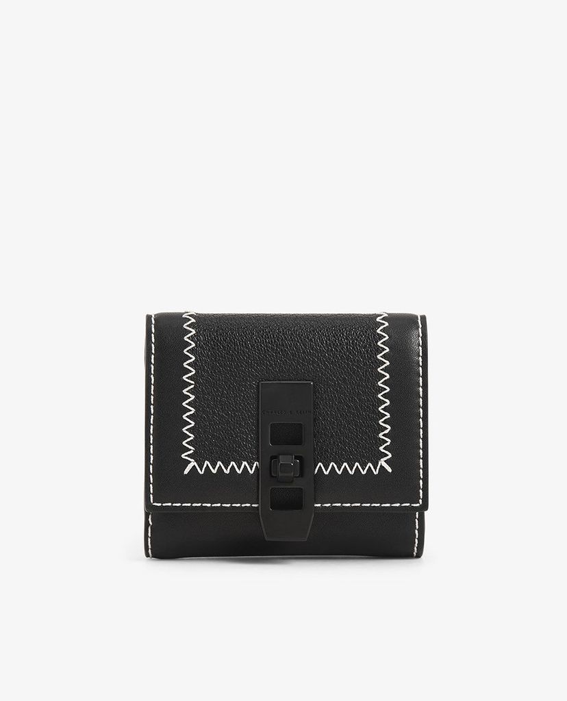CHARLES & KEITH - Ví nữ dạng gập Stitch Trim Turn Lock
