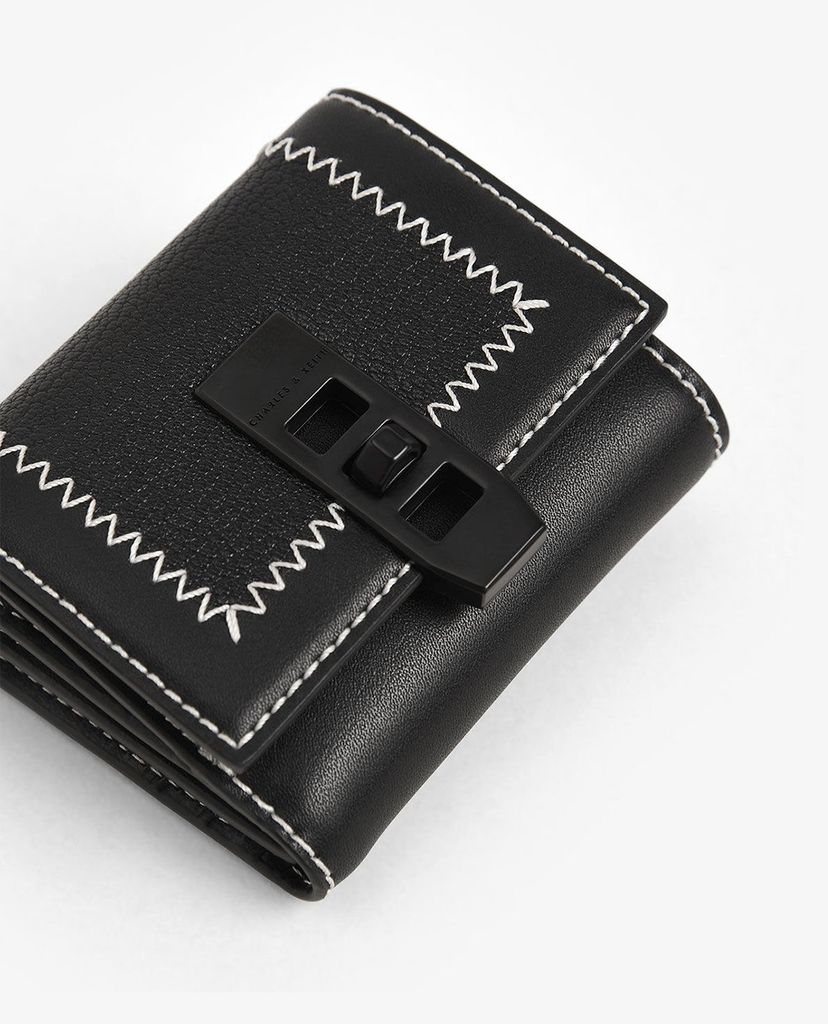 CHARLES & KEITH - Ví nữ dạng gập Stitch Trim Turn Lock