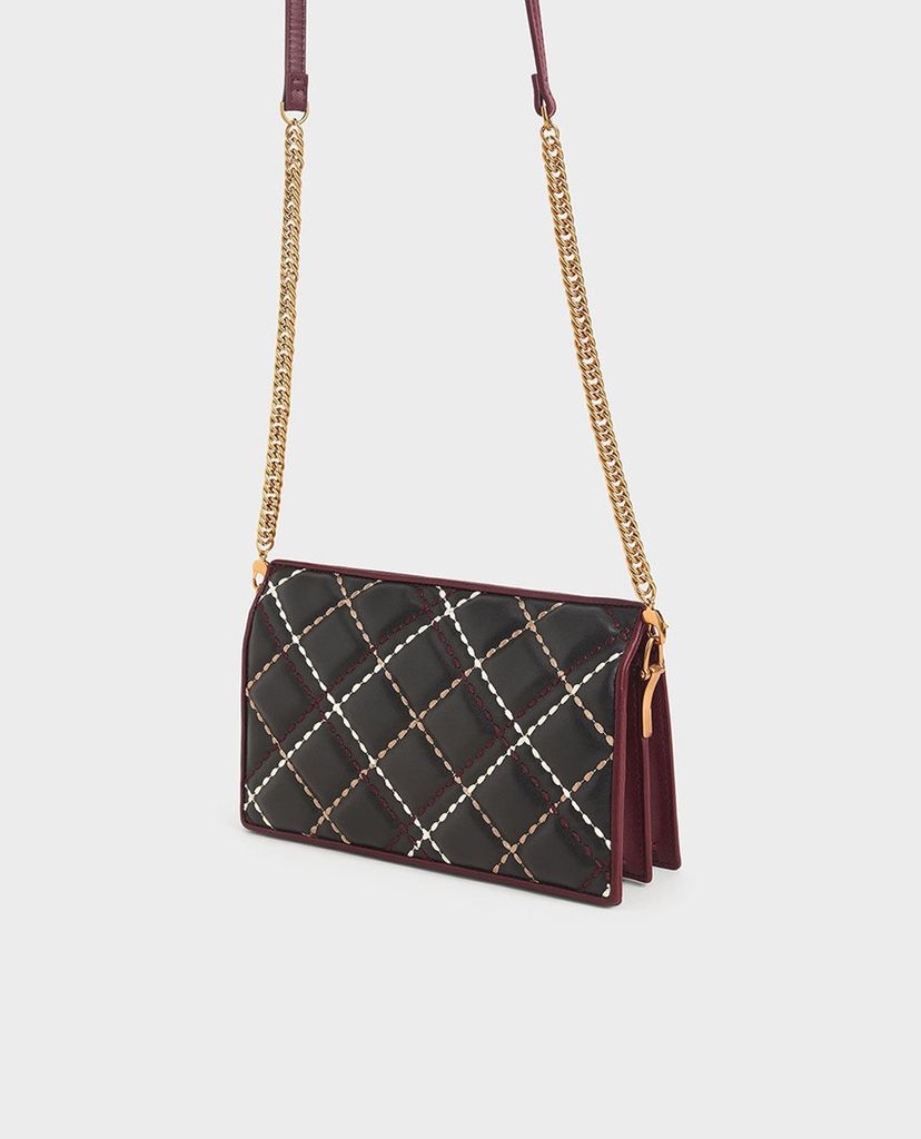 CHARLES & KEITH - Ví cầm tay nữ phom chữ nhật Quilted