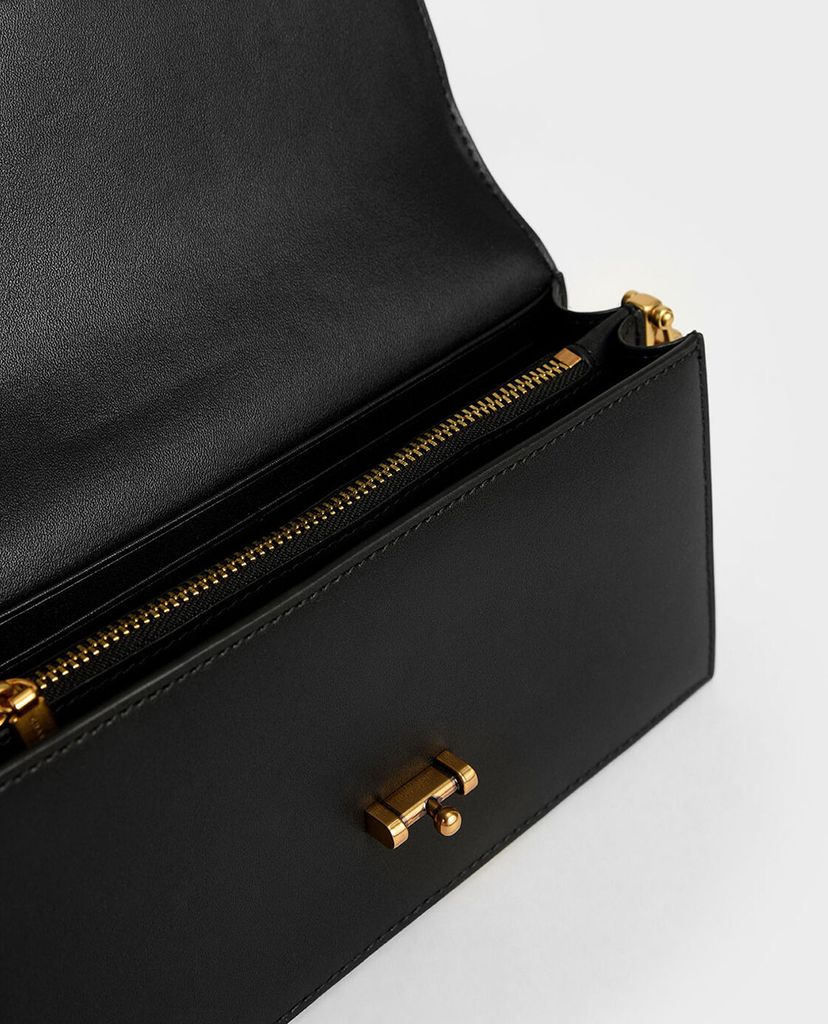 CHARLES & KEITH - Ví cầm tay nữ chữ nhật Two Tone Metallic Accent