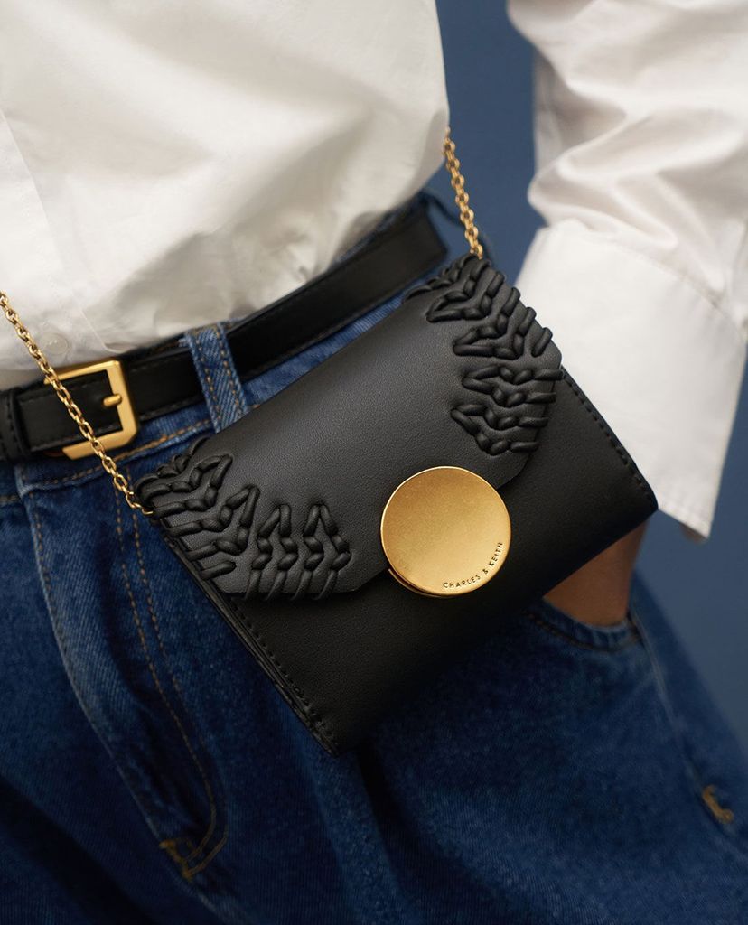 CHARLES & KEITH - Ví nữ mini dạng gập Stitch Trim