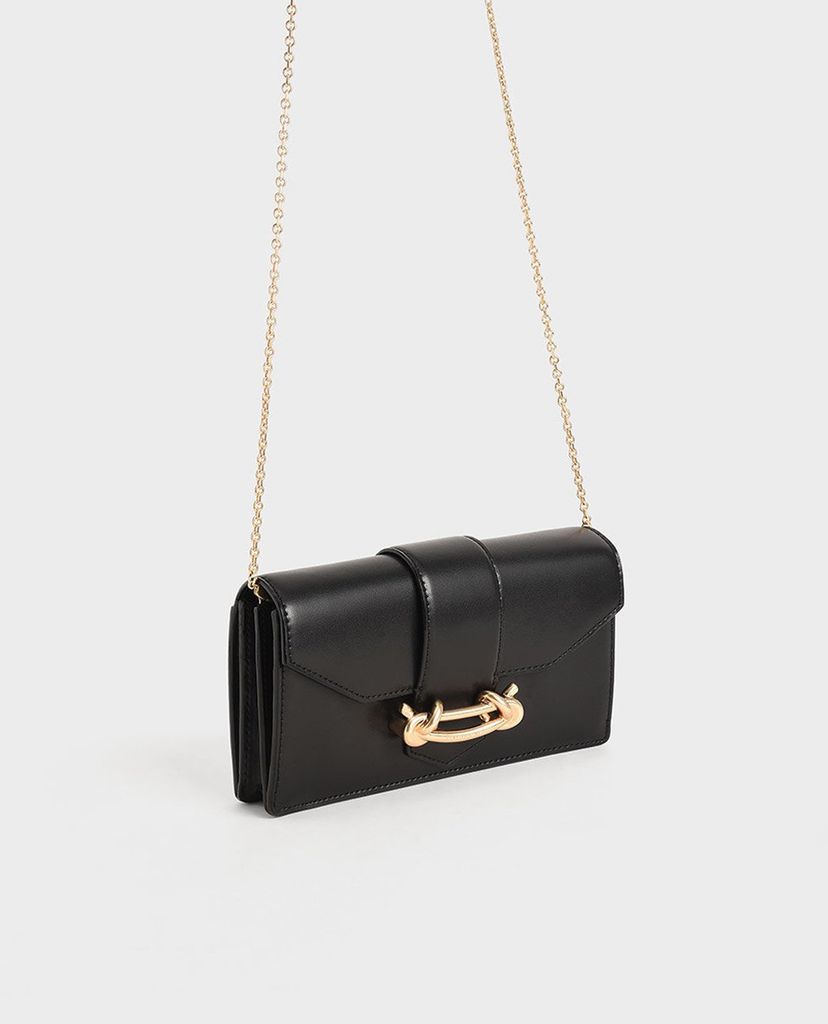 CHARLES & KEITH - Ví cầm tay nữ chữ nhật Metallic Buckle