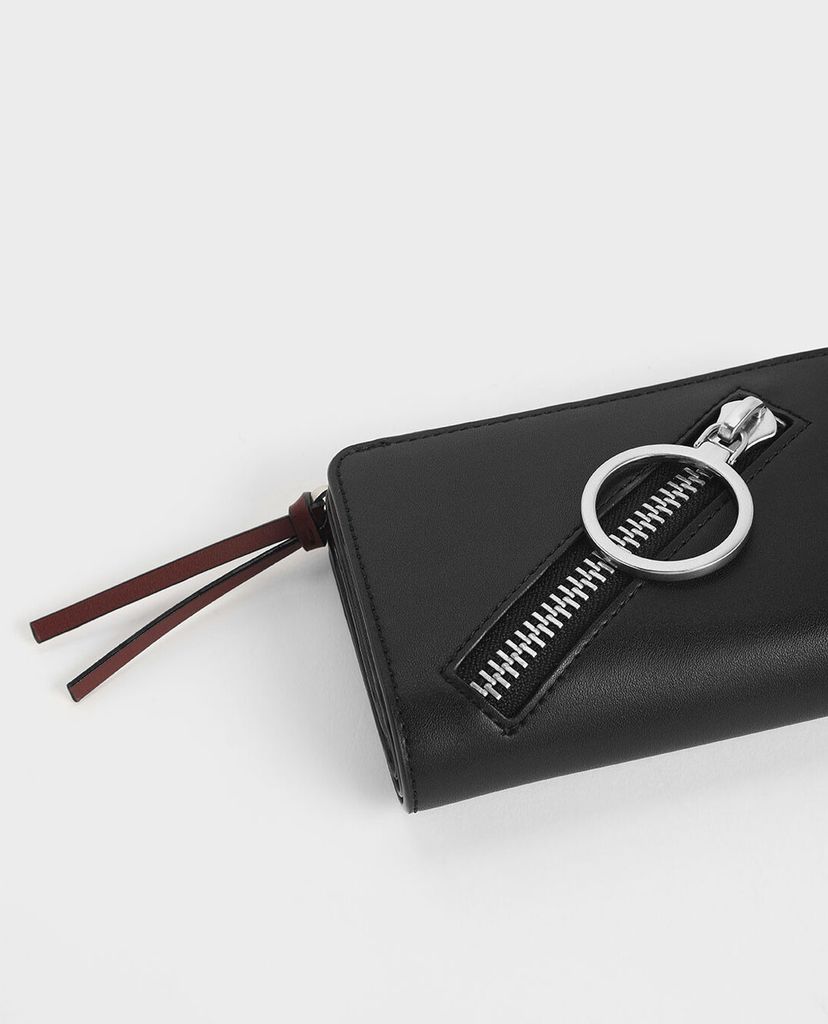 CHARLES & KEITH - Ví nữ chữ nhật Ring Detail Zip Around