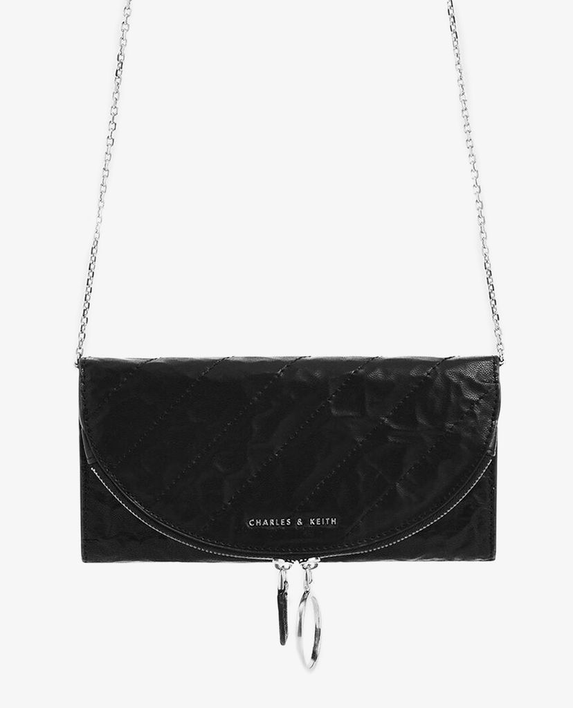 CHARLES & KEITH - Ví Wrinkled Patent Ring Zip