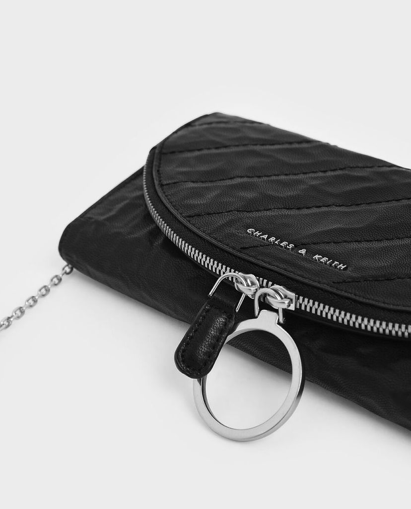 CHARLES & KEITH - Ví Wrinkled Patent Ring Zip