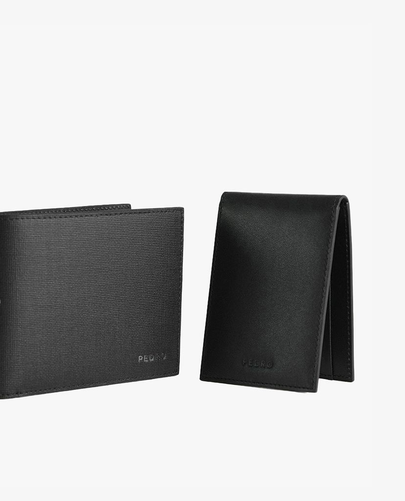 PEDRO - Ví nam dạng gập phối logo Leather Bi Fold