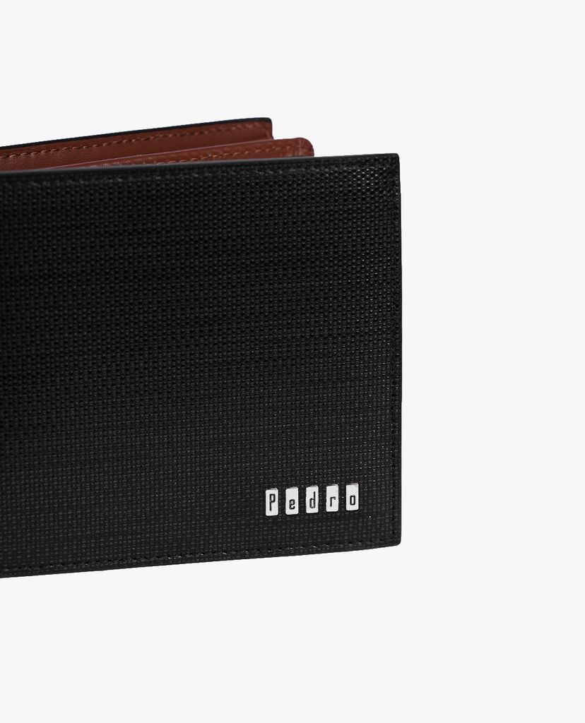 Ví nam da khắc chữ kim loại Embossed Bi Fold