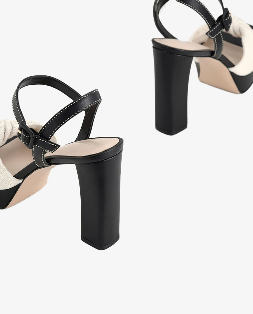 PEDRO - Giày sandals cao gót hở mũi đế vuông Knotted Leather Platform