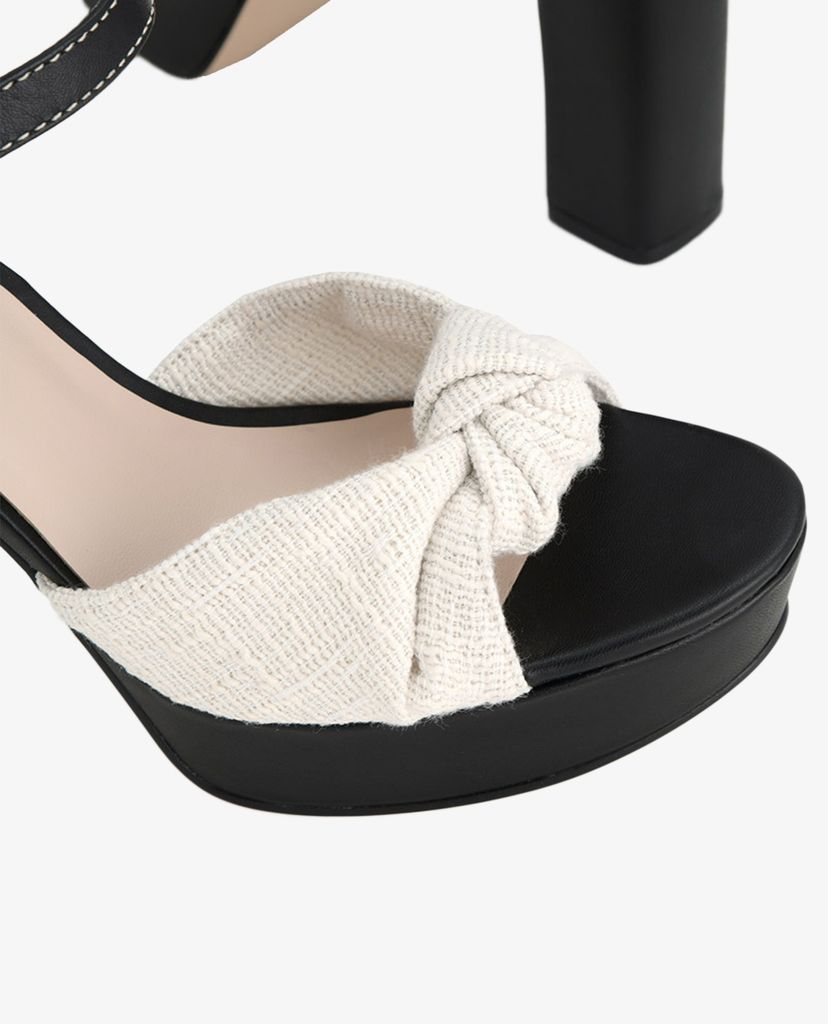 PEDRO - Giày sandals cao gót hở mũi đế vuông Knotted Leather Platform