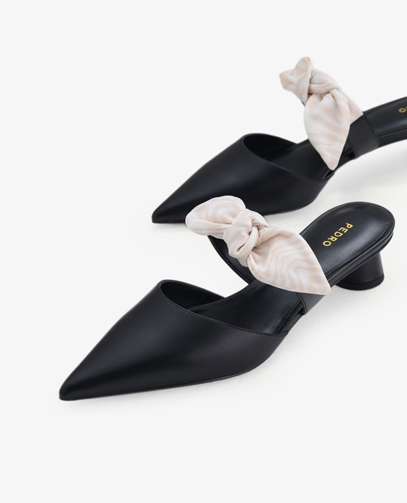 PEDRO - Giày cao gót mũi nhọn hở gót Knotted Pointed Toe Mules